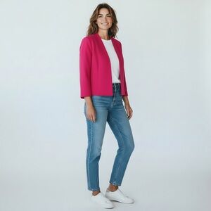 KASPER Women Pink Open Front Blazer Jacket Size 14